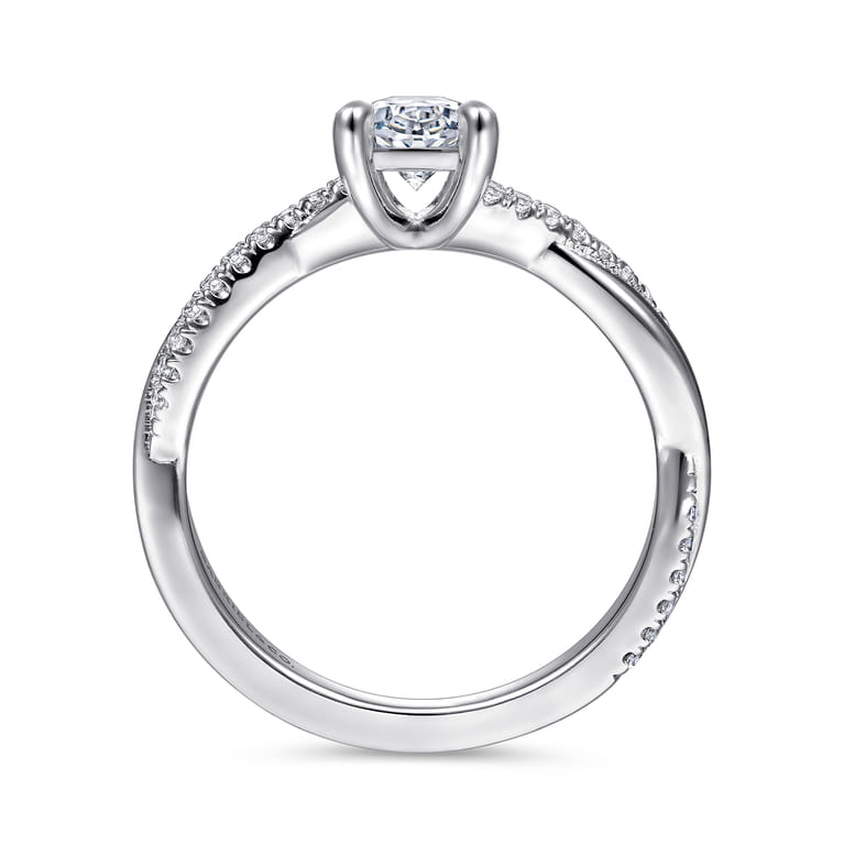 Campana - 14K White Gold Oval Diamond Engagement Ring - 0.14 ct - Shot 2
