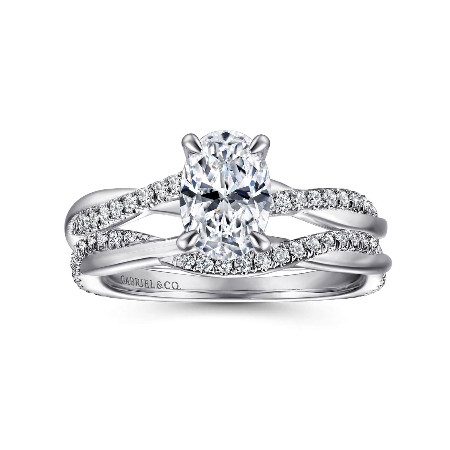 Campana - 14K White Gold Oval Diamond Engagement Ring - 0.14 ct - Shot 4