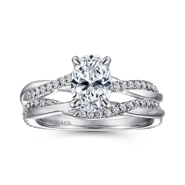 Campana - 14K White Gold Oval Diamond Engagement Ring - 0.14 ct - Shot 4