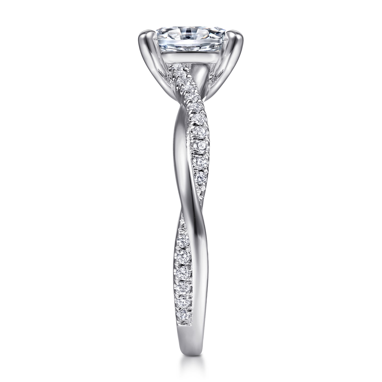 Campana - 14K White Gold Oval Diamond Engagement Ring - 0.14 ct - Shot 5