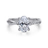 Campana - 14K White Gold Oval Twisted Diamond Engagement Ring - 0.16 ct