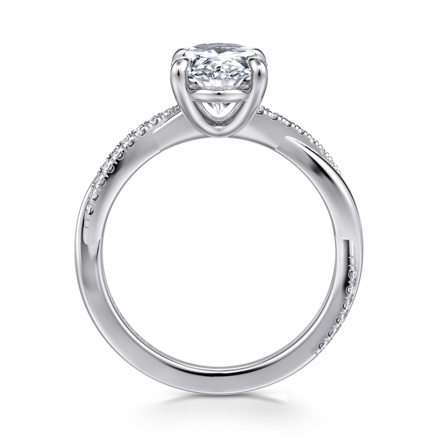 Campana - 14K White Gold Oval Diamond Engagement Ring - 0.16 ct - Shot 2