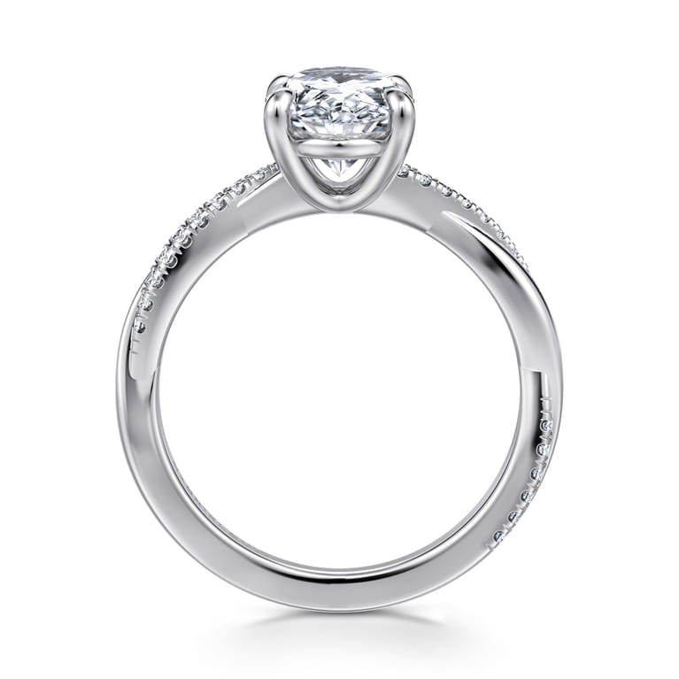 Campana - 14K White Gold Oval Diamond Engagement Ring - 0.16 ct - Shot 2