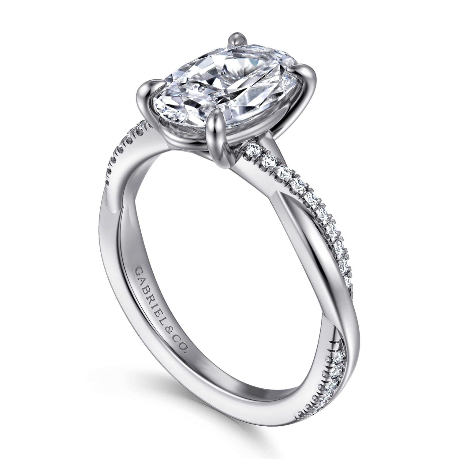 Campana - 14K White Gold Oval Diamond Engagement Ring - 0.16 ct - Shot 3