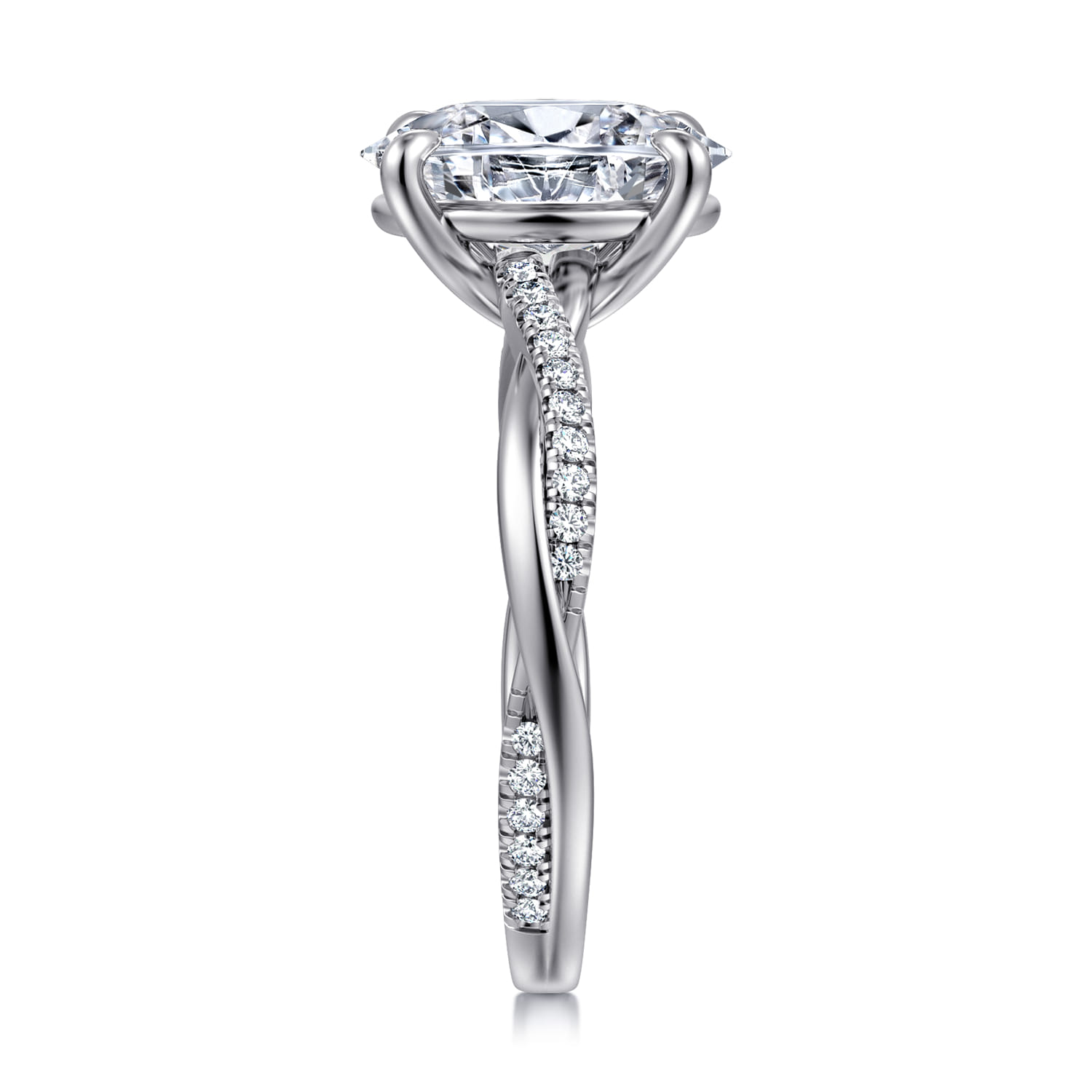 Campana - 14K White Gold Oval Diamond Engagement Ring - 0.16 ct - Shot 4