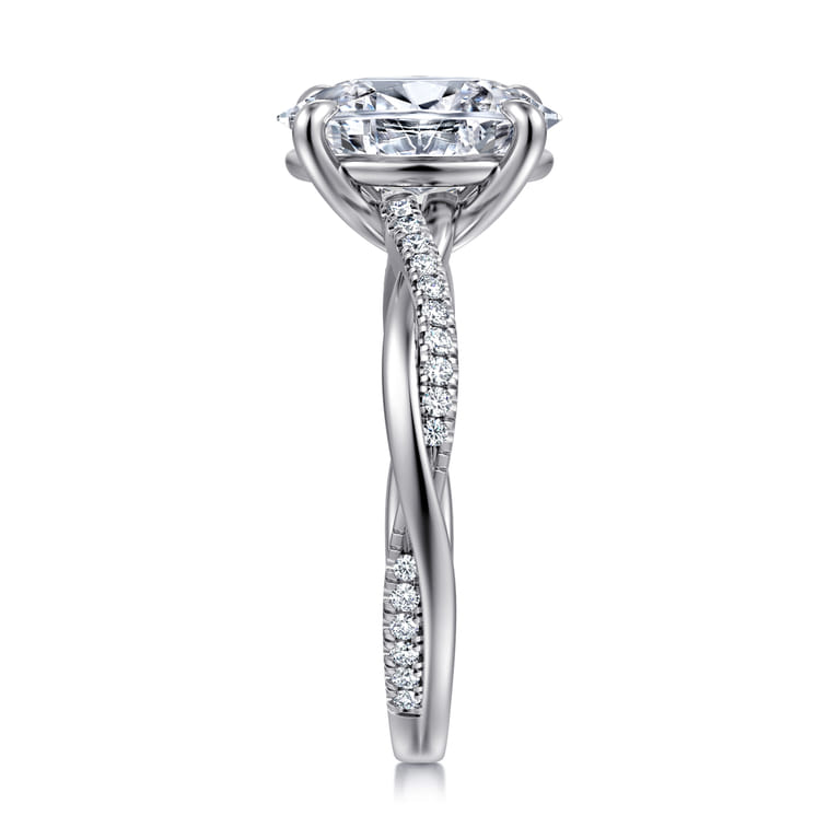 Campana - 14K White Gold Oval Diamond Engagement Ring - 0.16 ct - Shot 4