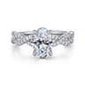 Josefina - 14K White Gold Twisted Oval Diamond Engagement Ring - 0.24 ct