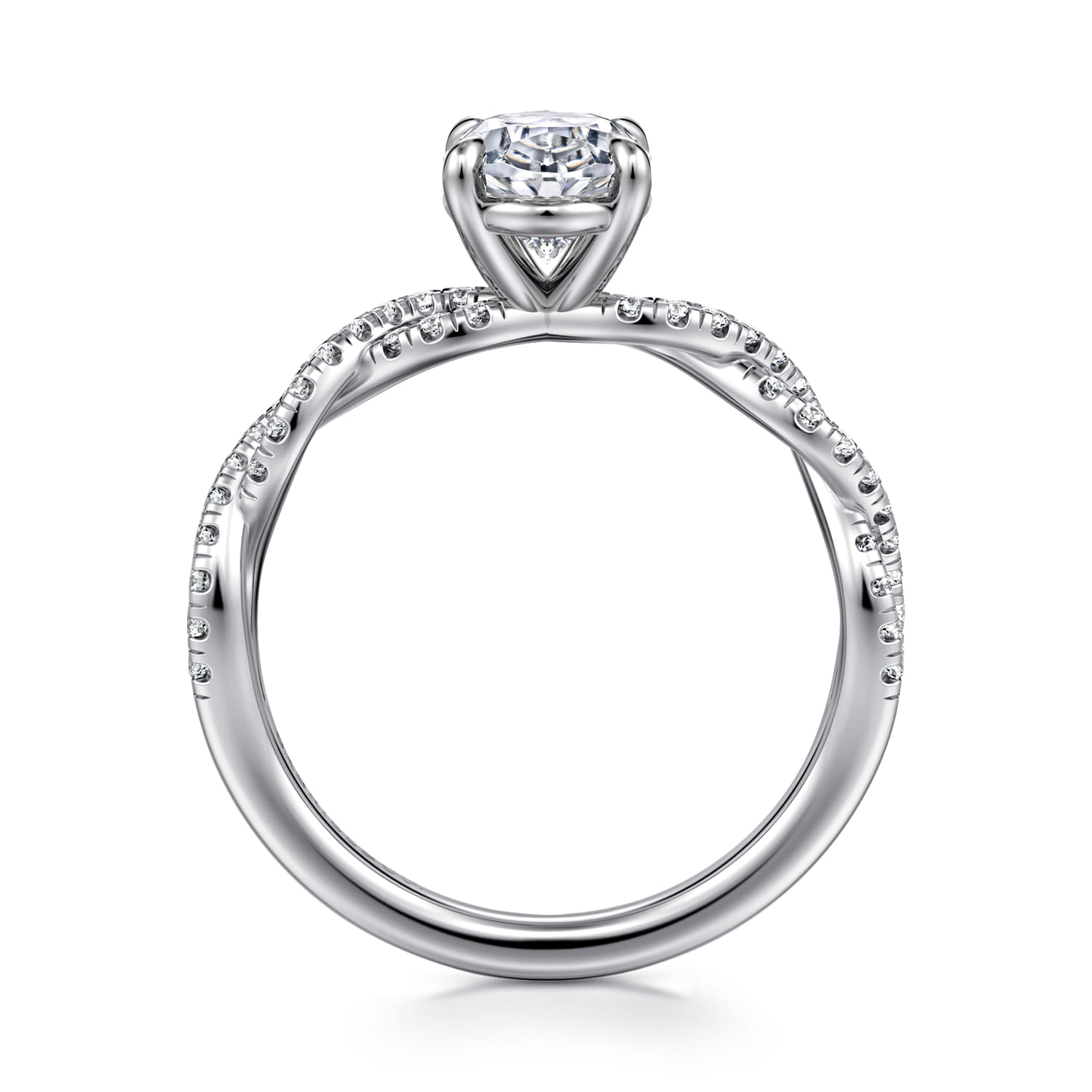 Josefina - 14K White Gold Twisted Oval Diamond Engagement Ring - 0.24 ct - Shot 2