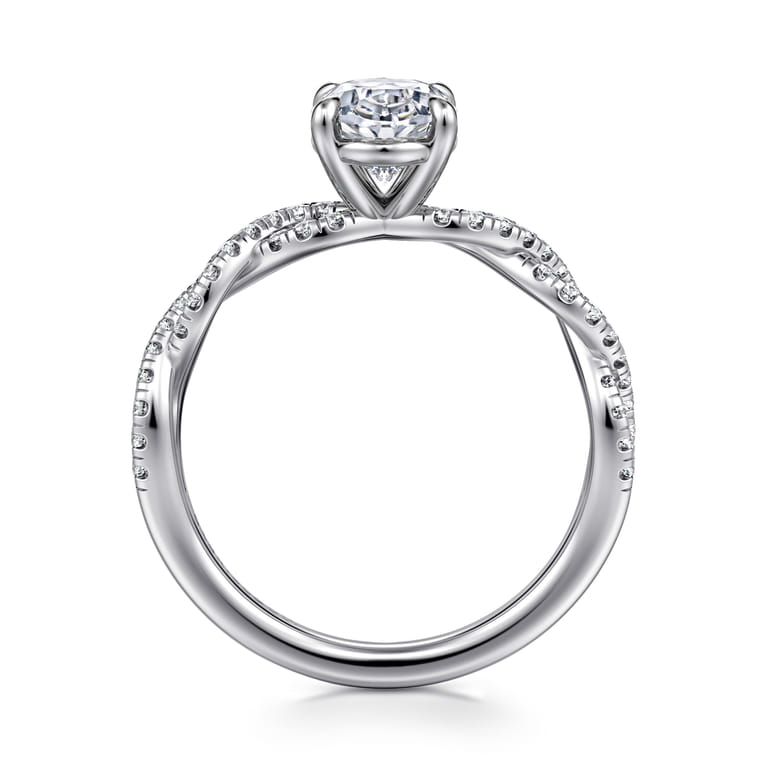 Josefina - 14K White Gold Twisted Oval Diamond Engagement Ring - 0.24 ct - Shot 2
