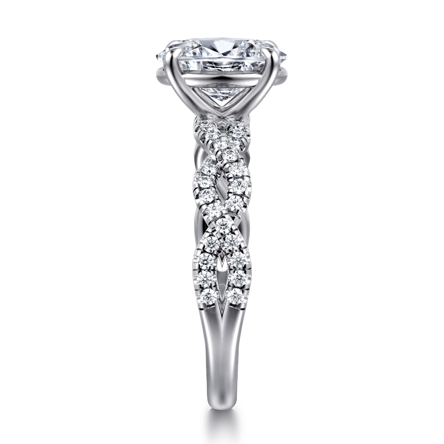 Josefina - 14K White Gold Twisted Oval Diamond Engagement Ring - 0.24 ct - Shot 4