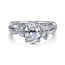 Deisha - 14K White Gold Twisted Oval Diamond Engagement Ring - 0.4 ct