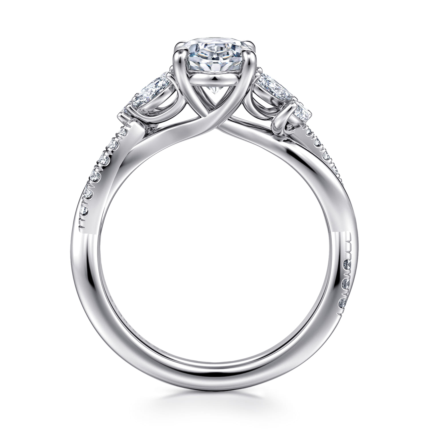 Deisha - 14K White Gold Twisted Oval Diamond Engagement Ring - 0.4 ct - Shot 2