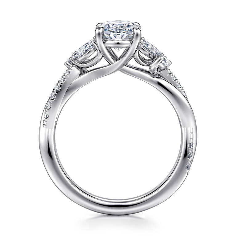 Deisha - 14K White Gold Twisted Oval Diamond Engagement Ring - 0.4 ct - Shot 2