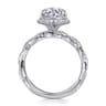 Sharon - 14K White Gold Oval Halo Twisted Diamond Engagement Ring - 0.57 ct