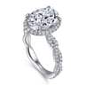 Sharon - 14K White Gold Oval Halo Twisted Diamond Engagement Ring - 0.57 ct