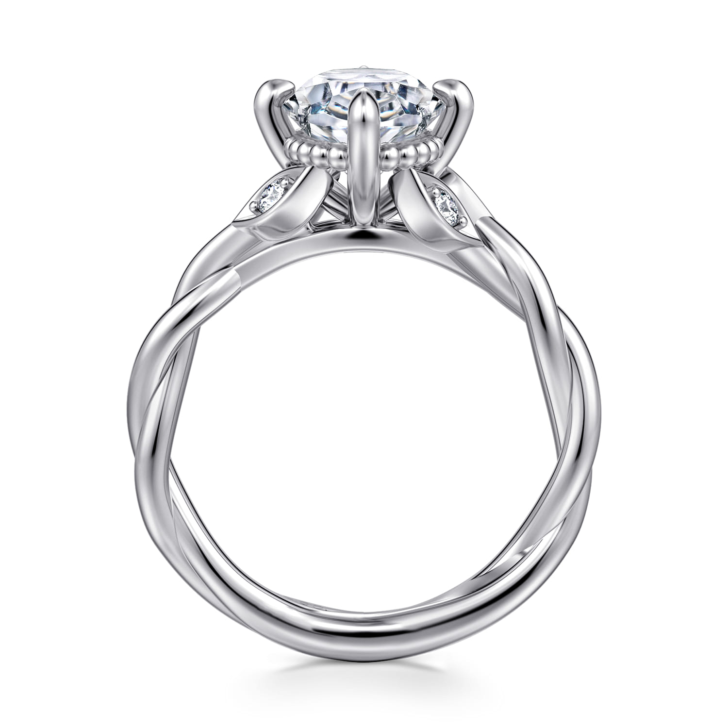 Daija - 14K White Gold Twisted Oval Diamond Engagement Ring - 0.09 ct - Shot 2