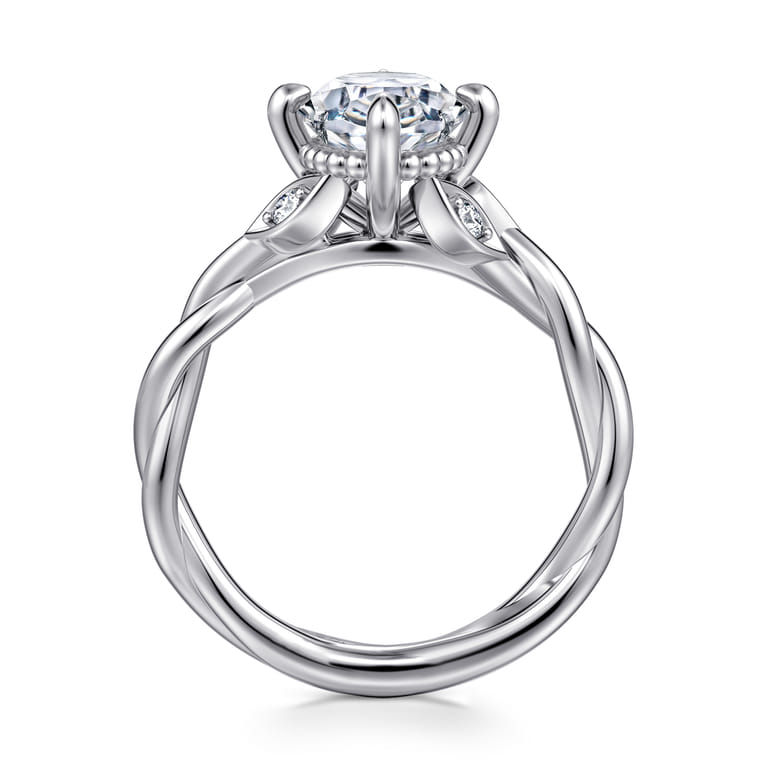 Daija - 14K White Gold Twisted Oval Diamond Engagement Ring - 0.09 ct - Shot 2