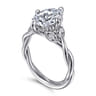 Daija - 14K White Gold Twisted Oval Diamond Engagement Ring - 0.09 ct