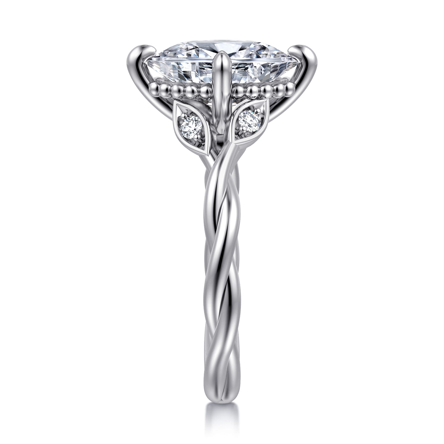 Daija - 14K White Gold Twisted Oval Diamond Engagement Ring - 0.09 ct - Shot 4