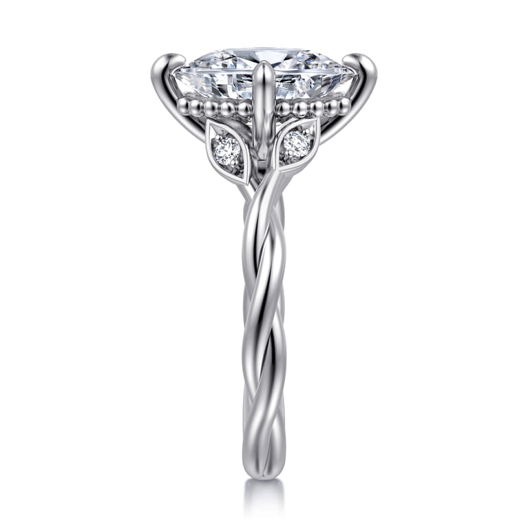 Daija - 14K White Gold Twisted Oval Diamond Engagement Ring - 0.09 ct - Shot 4