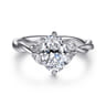 Daija - 14K White Gold Twisted Oval Diamond Engagement Ring - 0.09 ct