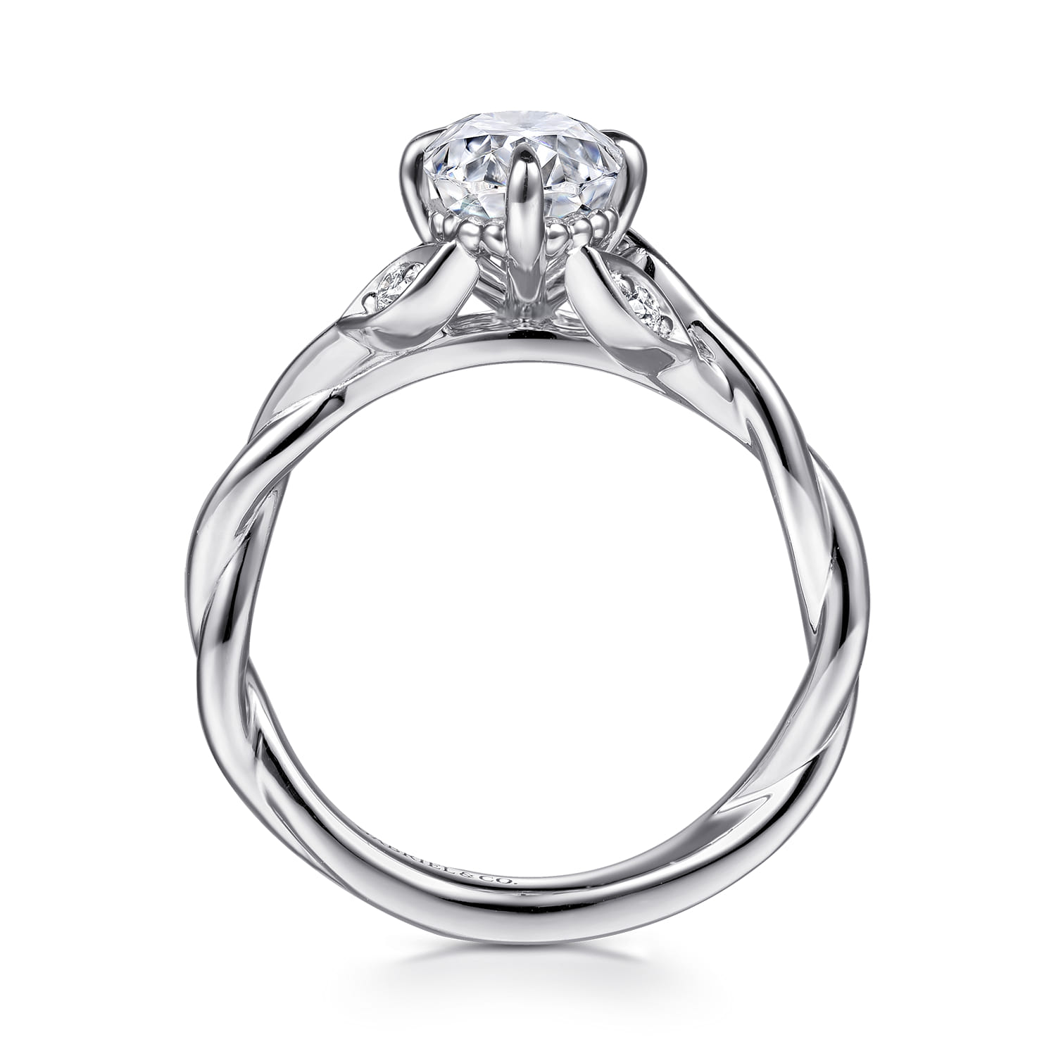 Daija - 14K White Gold Twisted Oval Diamond Engagement Ring - 0.09 ct - Shot 2