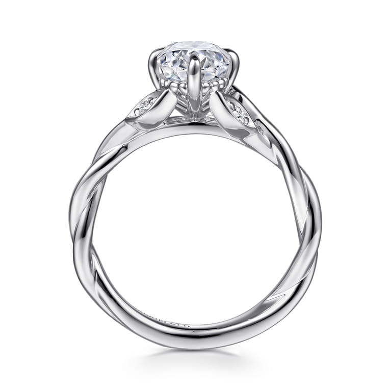 Daija - 14K White Gold Twisted Oval Diamond Engagement Ring - 0.09 ct - Shot 2