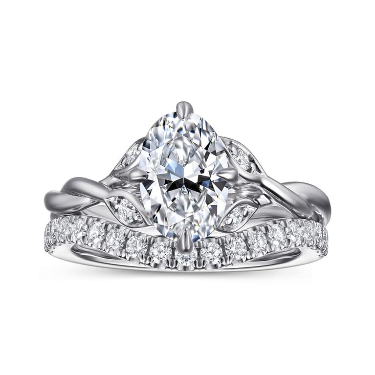 Daija - 14K White Gold Twisted Oval Diamond Engagement Ring - 0.09 ct - Shot 4