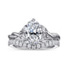Daija - 14K White Gold Twisted Oval Diamond Engagement Ring - 0.09 ct
