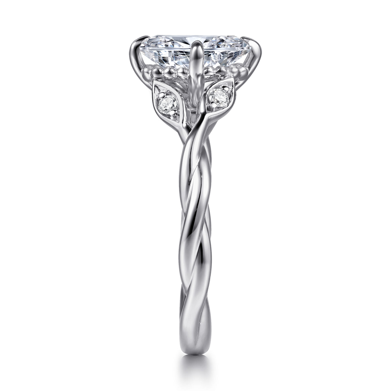 Daija - 14K White Gold Twisted Oval Diamond Engagement Ring - 0.09 ct - Shot 5