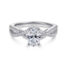 Gina - 14K White Gold Twisted Oval Diamond Engagement Ring - 0.2 ct