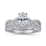 Gina - 14K White Gold Twisted Oval Diamond Engagement Ring - 0.2 ct