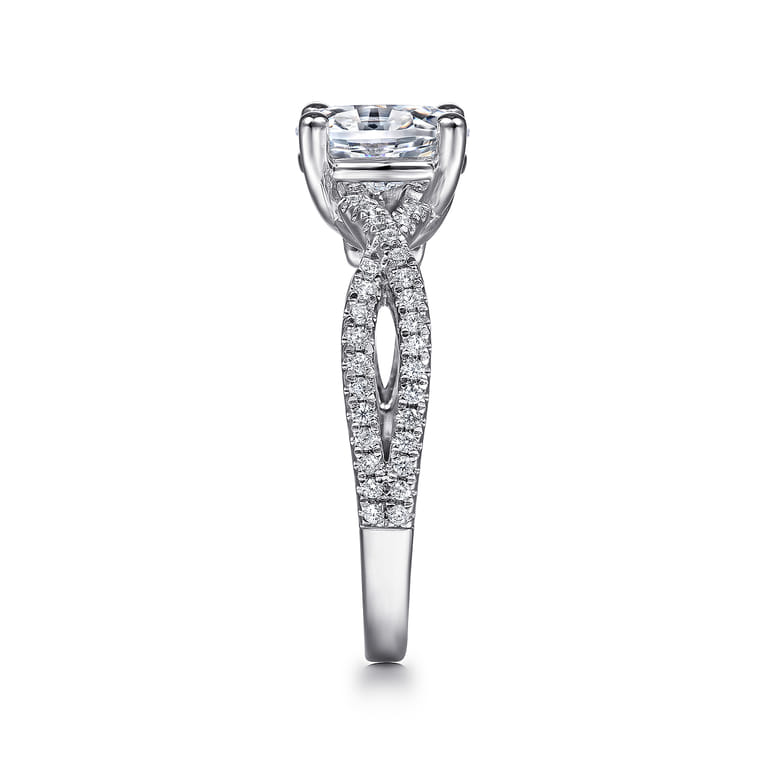 Gina - 14K White Gold Twisted Oval Diamond Engagement Ring - 0.2 ct - Shot 5