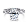Emersin - 14K White Gold Twisted Oval Diamond Engagement Ring