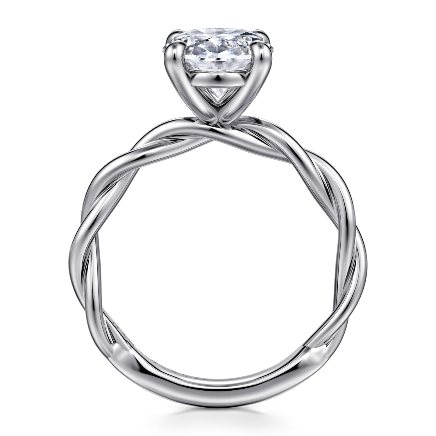 Emersin - 14K White Gold Twisted Oval Diamond Engagement Ring - Shot 2