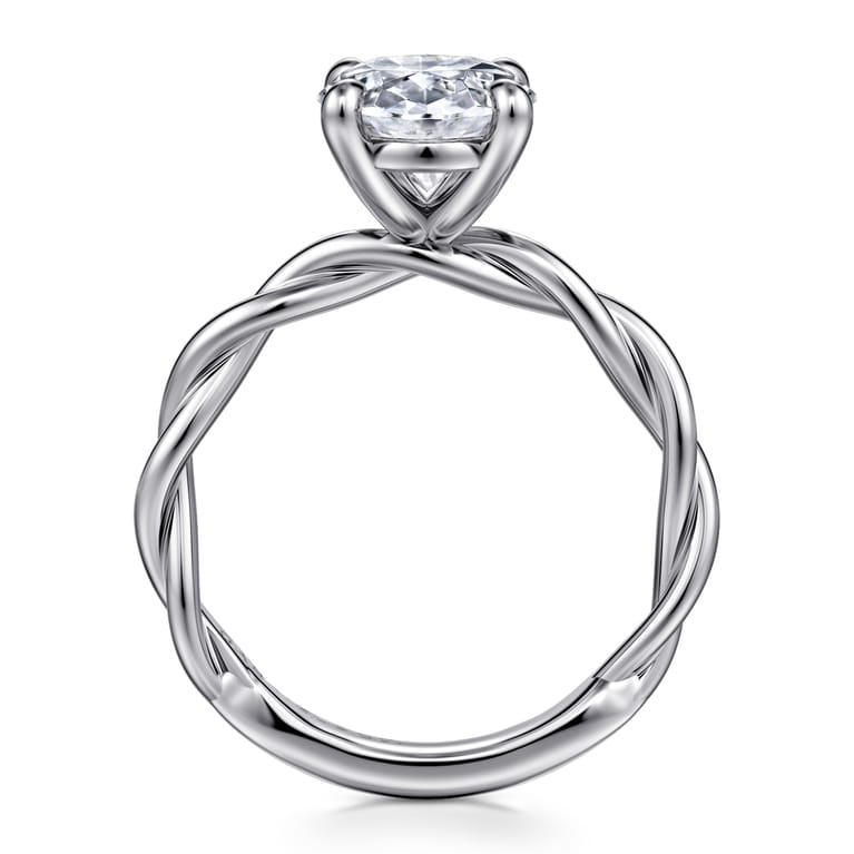 Emersin - 14K White Gold Twisted Oval Diamond Engagement Ring - Shot 2