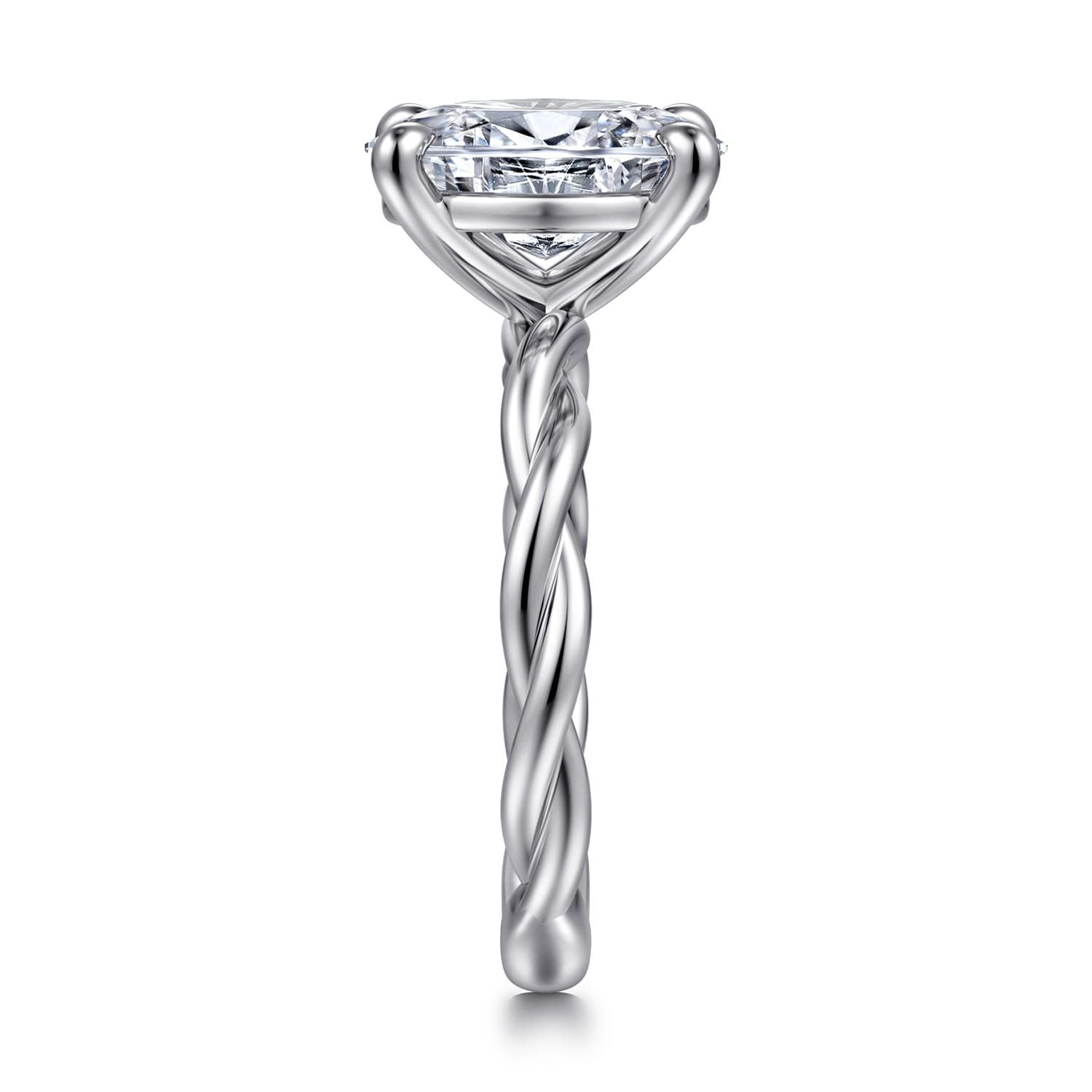 Emersin - 14K White Gold Twisted Oval Diamond Engagement Ring - Shot 4