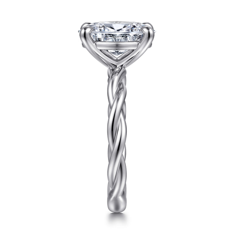 Emersin - 14K White Gold Twisted Oval Diamond Engagement Ring - Shot 4