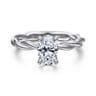Emersin - 14K White Gold Twisted Oval Diamond Engagement Ring