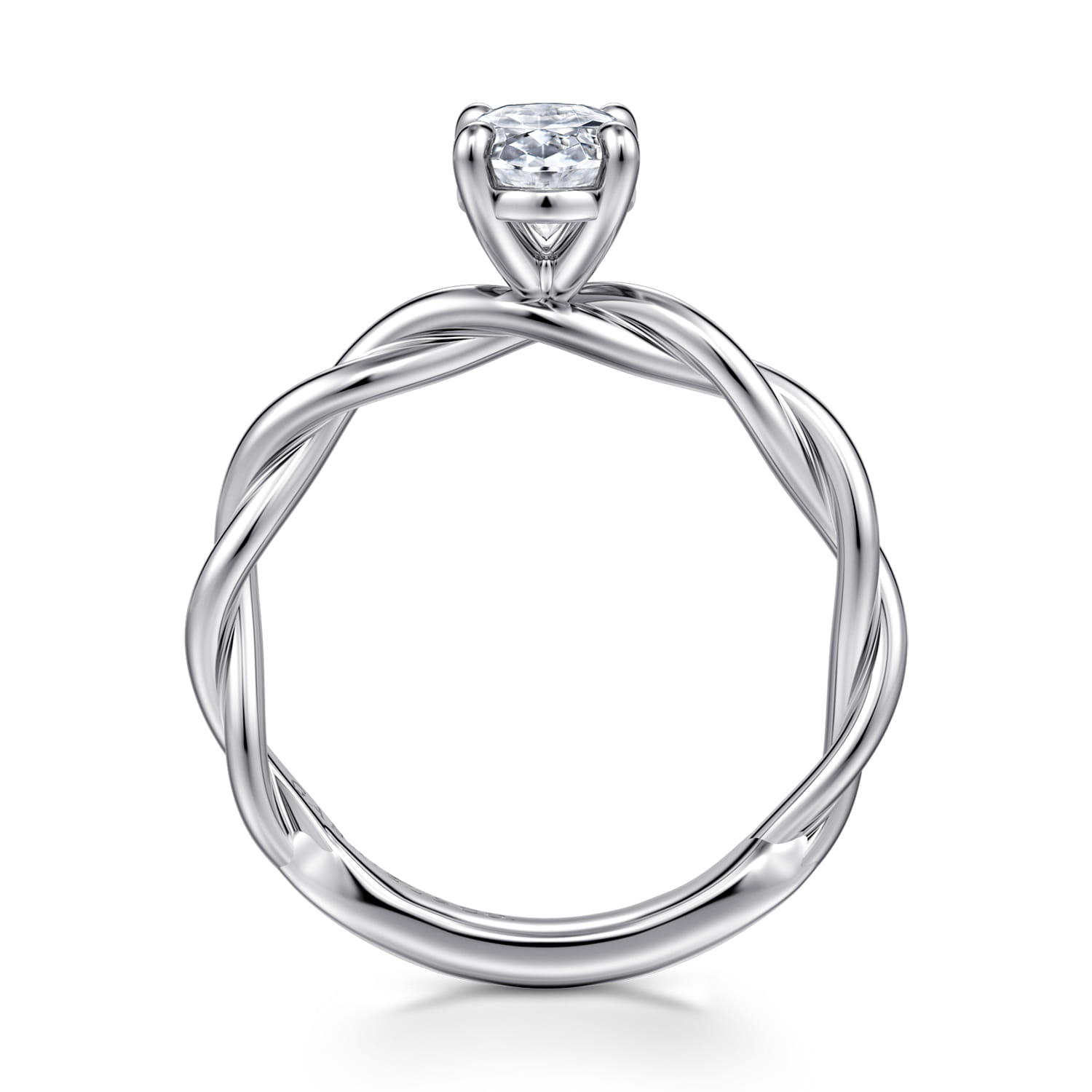 Emersin - 14K White Gold Twisted Oval Diamond Engagement Ring - Shot 2