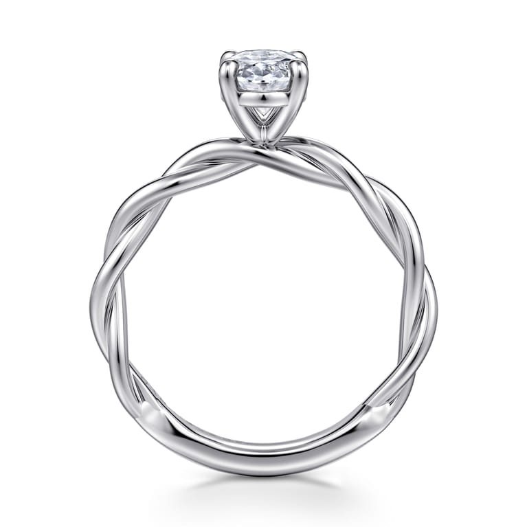 Emersin - 14K White Gold Twisted Oval Diamond Engagement Ring - Shot 2