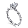 Emersin - 14K White Gold Twisted Oval Diamond Engagement Ring