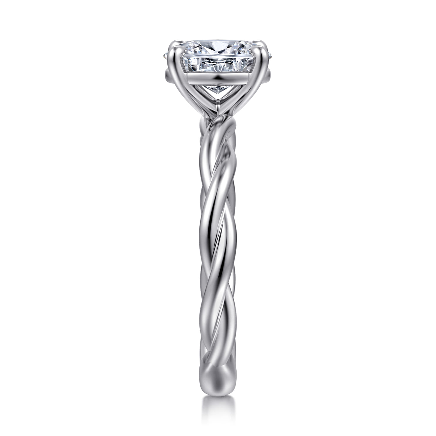 Emersin - 14K White Gold Twisted Oval Diamond Engagement Ring - Shot 4