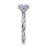 Emersin - 14K White Gold Twisted Oval Diamond Engagement Ring