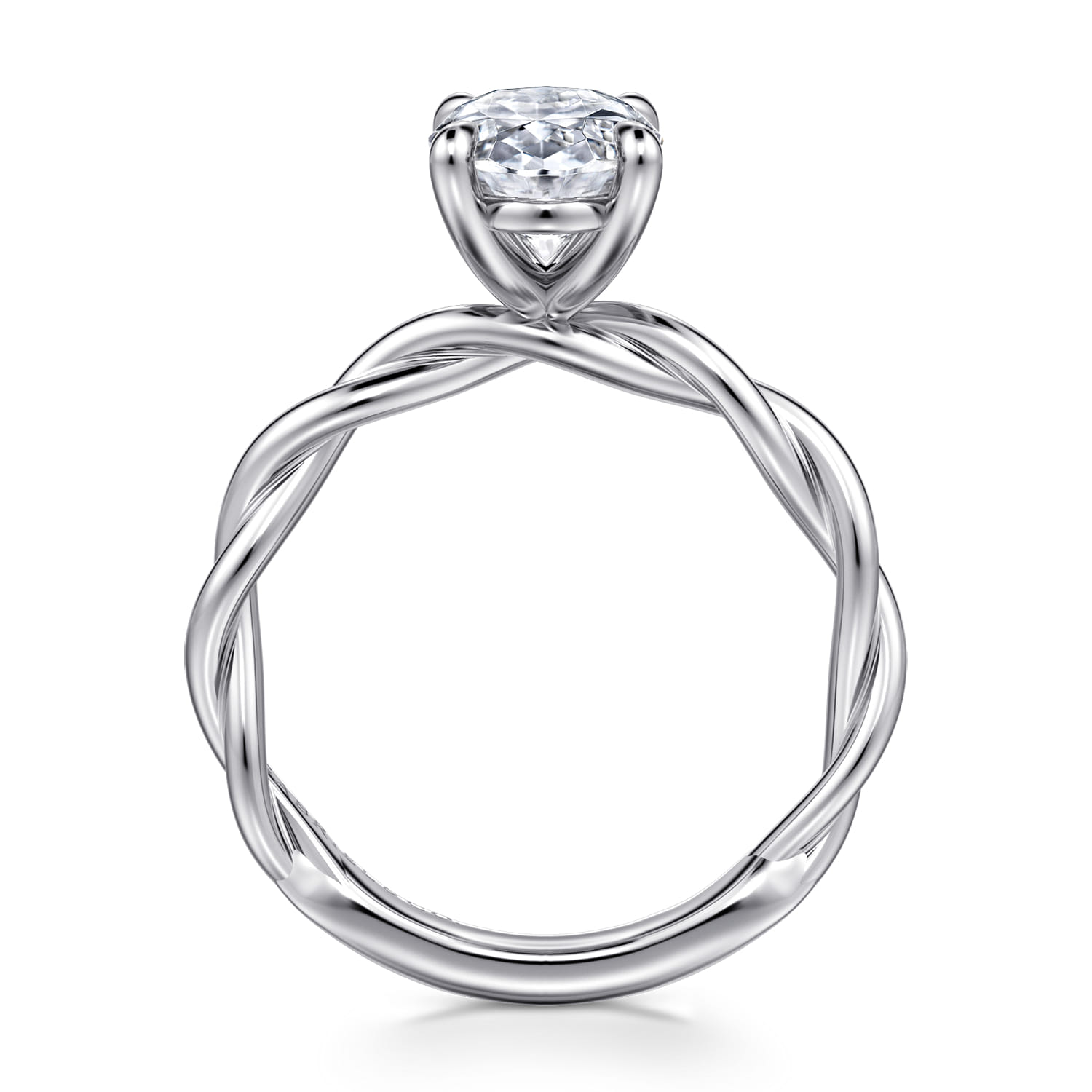 Emersin - 14K White Gold Twisted Oval Diamond Engagement Ring - Shot 2