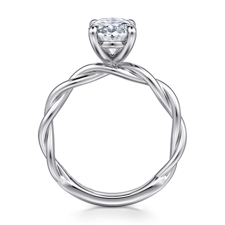 Emersin - 14K White Gold Twisted Oval Diamond Engagement Ring - Shot 2