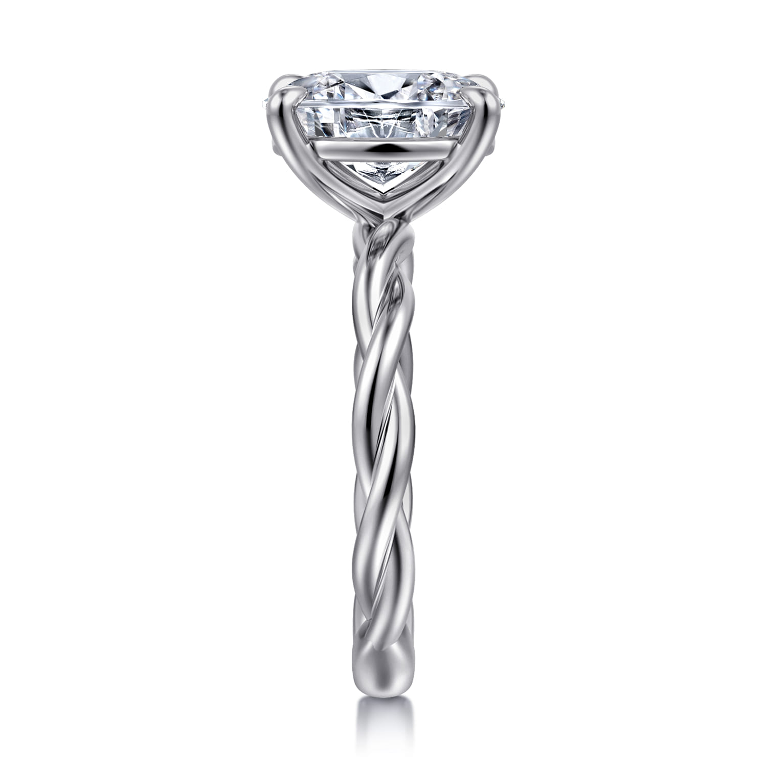 Emersin - 14K White Gold Twisted Oval Diamond Engagement Ring - Shot 4