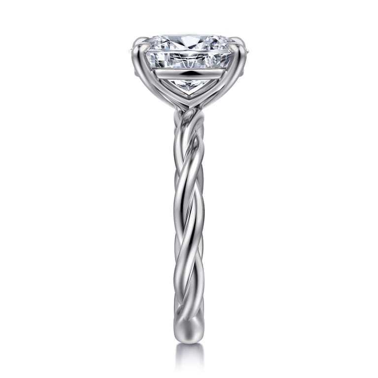 Emersin - 14K White Gold Twisted Oval Diamond Engagement Ring - Shot 4