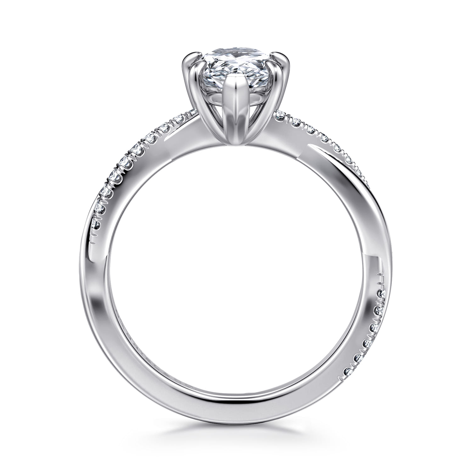 Campana - 14K White Gold Pear ShapeTwisted Diamond Engagement Ring - 0.16 ct - Shot 2