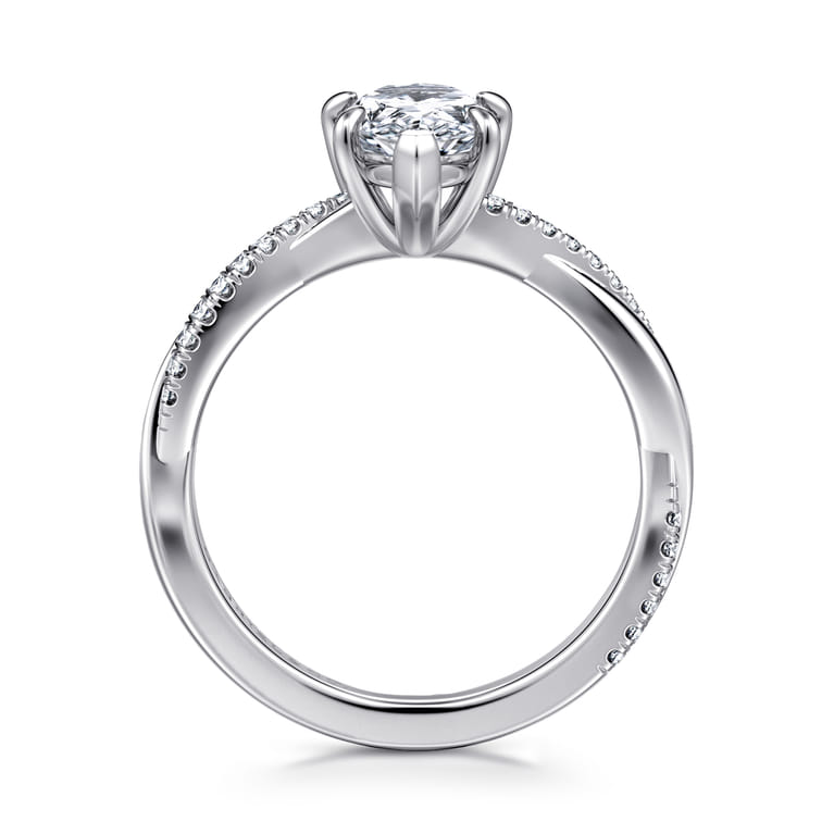 Campana - 14K White Gold Pear ShapeTwisted Diamond Engagement Ring - 0.16 ct - Shot 2